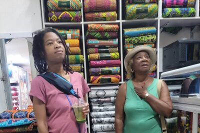 African custom clothing making experience with fabric tour